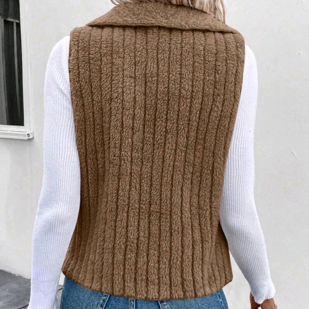 Women's Sleeveless Waterfall Collar Vest - Picture 5 of 5